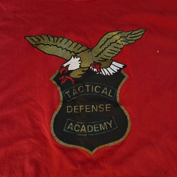 Vintage 90’s Iron on Transfer Tee: Tactical Defense Academy: RED: Hanes 50/50 - Picture 2 of 3